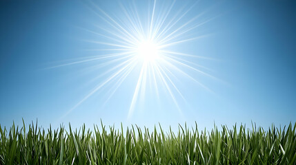 Obraz premium Bright Sun Green Grass Background Illustration