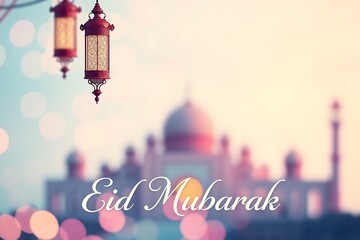 Eid Mubarak Gold and blue Eid al Fitr card design to celebrate the Festival of Breaking the Fast marking the end of the holy month of Ramadan illustration
