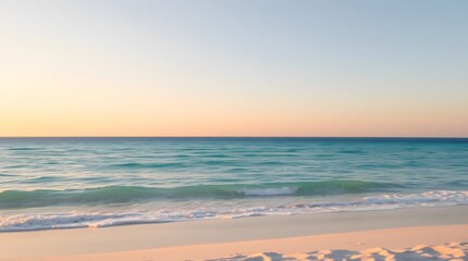 Obraz premium Serene Sunset Beachscape: Pastel Hues and Gentle Waves