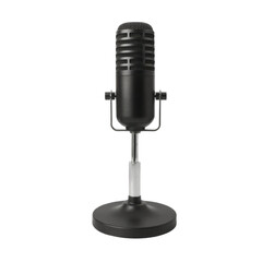 Modern black desktop microphone isolated on transparent background