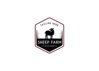 Vintage sheep farm logo design template. Sheep farm logo, goat farm