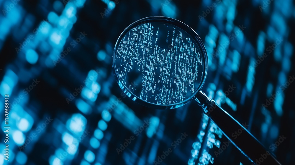 Poster Magnifying Glass Revealing Hidden Patterns in Computer Code : Generative AI