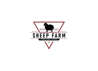 Vintage sheep farm logo design template. Sheep farm logo, goat farm