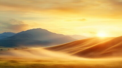 Fototapeta premium A field of grass with mountains in the background