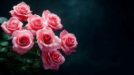Elegant pink roses bouquet floral arrangement studio close-up view beauty and nature