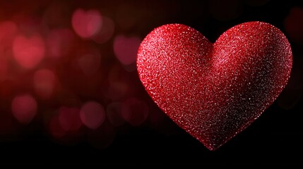 Obraz premium A red glittery heart on a black background