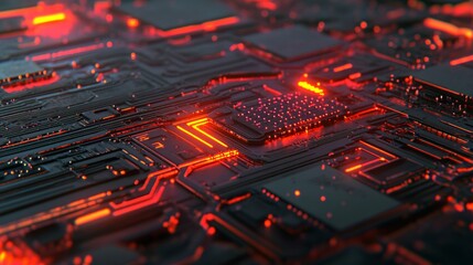 High-Tech Circuit Board with Soft Light Effects