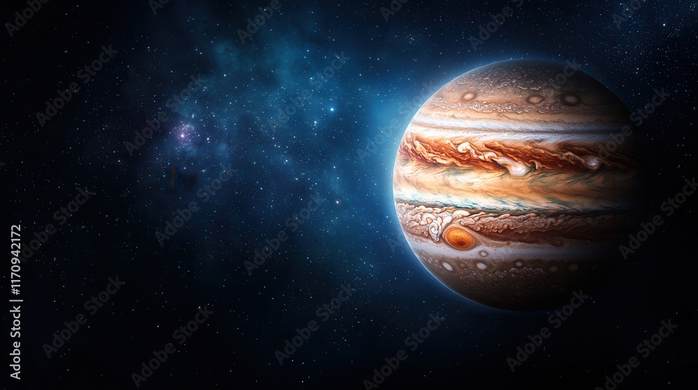 Wall mural a view of a planet in space with stars in the background