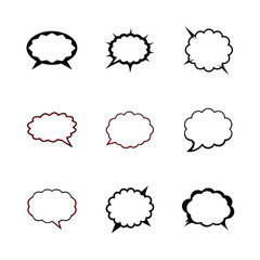 Comic Speech Bubbles with Line Borders 