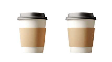 Blank Take Away Coffee Cup Isolated on Transparent Background for Custom Branding and Design Purposes.