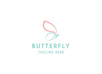 Beauty butterfly logo design for spa, beauty and skincare logo. Butterfly with soft color logo design