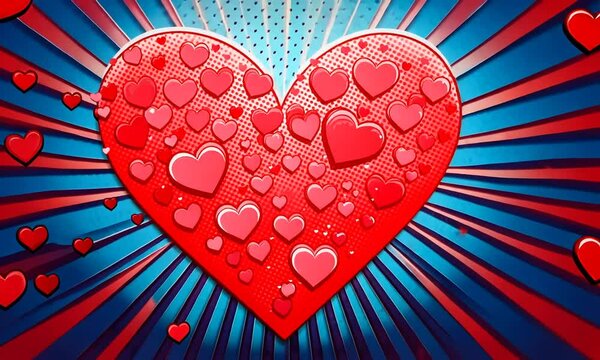 Colorful Pop RT Valentines Day Heart Background Loop