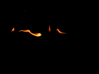 Open fire on a black background. Beautiful flame.