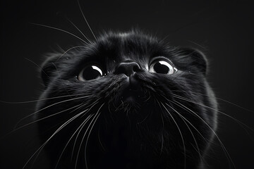 scottish fold cat portrait, highly detailed, realistic photo of a scottish fold cat with captivating eyes shot in cinematic style with dramatic lighting and sharp details