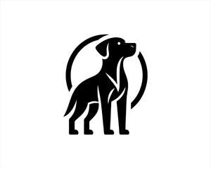 Silhouette Dog logo design icon symbol vector illustration.