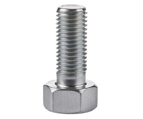metal bolt with hexagonal head and threaded body on isolated background for industrial and mechanical uses
