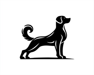 Silhouette Dog logo design icon symbol vector illustration.