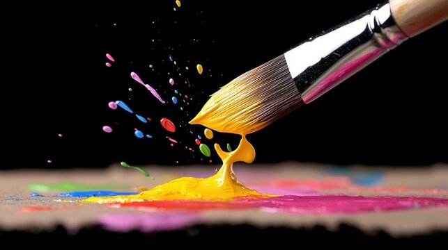 A paintbrush with a splash of paint coming out of it