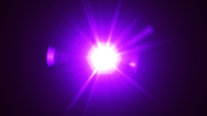 The star burst with brilliance, glow bright star, purple glowing light burst on a black background,	