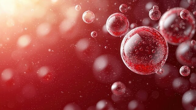 A bunch of red bubbles floating in the air