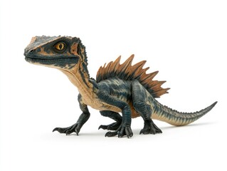 Obraz premium A detailed toy dinosaur figure with vibrant colors and realistic features.