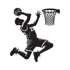 basketball player jumping stylized vector silhouette