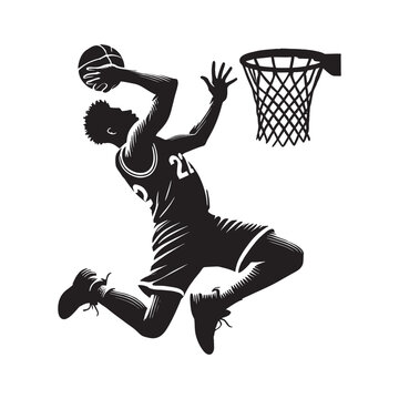 black basketball player dunking ball clip art preview