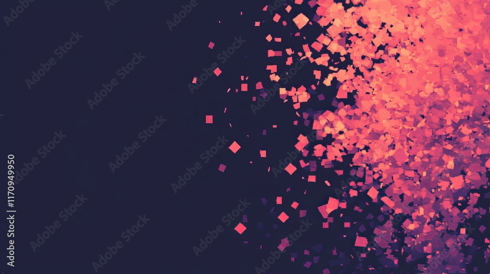 Poster modern geometric pixel border design with seamless edges, creating a dynamic and futuristic backgrou