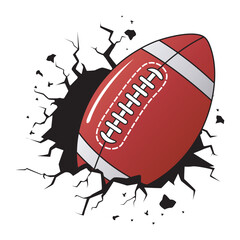 new creative american football balls that penetrate walls for stickers and t-shirt designs, vector illustration
