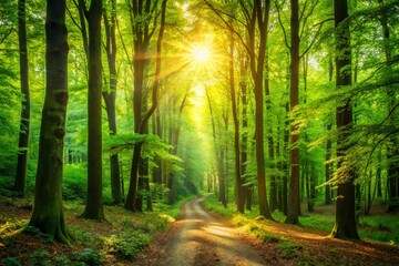 Obraz premium Lush Green Forest 4K Nature Wallpaper for Laptop Background