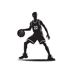 basketball player jumping stylized vector silhouette