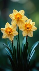 Soft Green and Daffodil Bloom Background