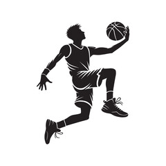 basketball player jumping stylized vector silhouette