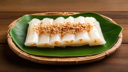 Delicious rice cake with sesame topping asian kitchen food photography natural light culinary art