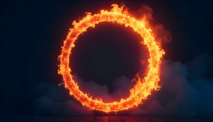 Fototapeta premium Vivid ring of fire glowing brightly against a dark background