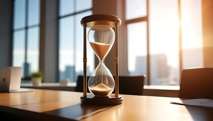 Hourglass sits on a table near a window
