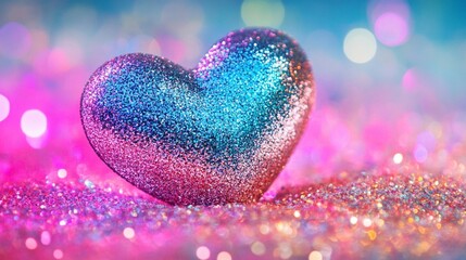 Fototapeta premium Neon glitter heart Background.