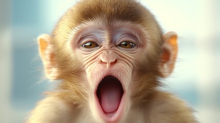 A close up of a monkey with its mouth open