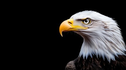 Obraz premium A bald eagle with a black background