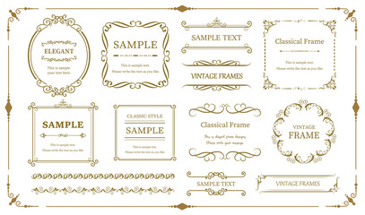 Ornate vintage frames and scroll elements. Classic calligraphy swirls. Vector design for greeting cards, wedding invitations, restaurant menu..eps