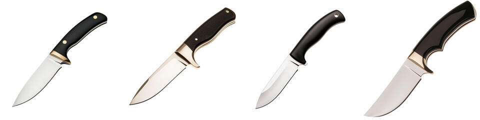 Obraz premium Assortment of Sharp Folding Knives and Utility Blades for Camping Hunting and Everyday Carry Collection of various edged tools and weapons for outdoor activities self defense