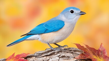 Naklejka premium A blue bird sitting on top of a tree branch