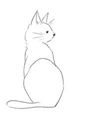 横を向く猫の後ろ姿_ライン
