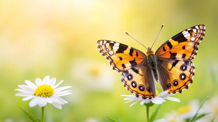 Fototapeta premium A butterfly sitting on top of a white flower