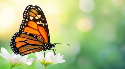 Fototapeta premium A butterfly sitting on top of a white flower