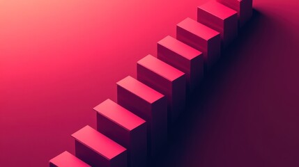 Abstract red ascending steps on a gradient background.
