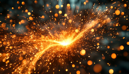 Fototapeta premium Dynamic sparks and glowing particles create mesmerizing visual effect