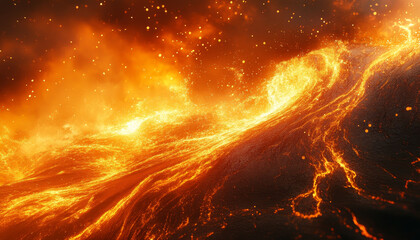 Molten lava flows create mesmerizing spectacle of intense heat and light