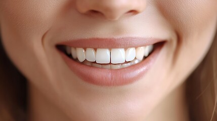 Fototapeta premium Close-up of a smiling person's mouth showcasing healthy teeth.