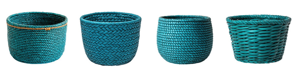 Obraz premium Collection of beautifully handcrafted woven baskets in a variety of vibrant colors shapes and sizes perfect for adding natural eco friendly accents to home decor storage and organization